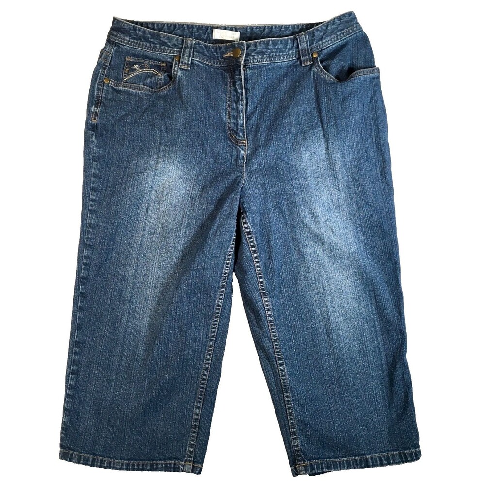 Christopher & Banks Capri Jeans Women's Size 14 Dark Wash Blue Denim High Rise